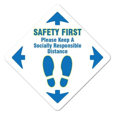 Safety First Social Distancing Non-Slip Floor Graphic, 12PK